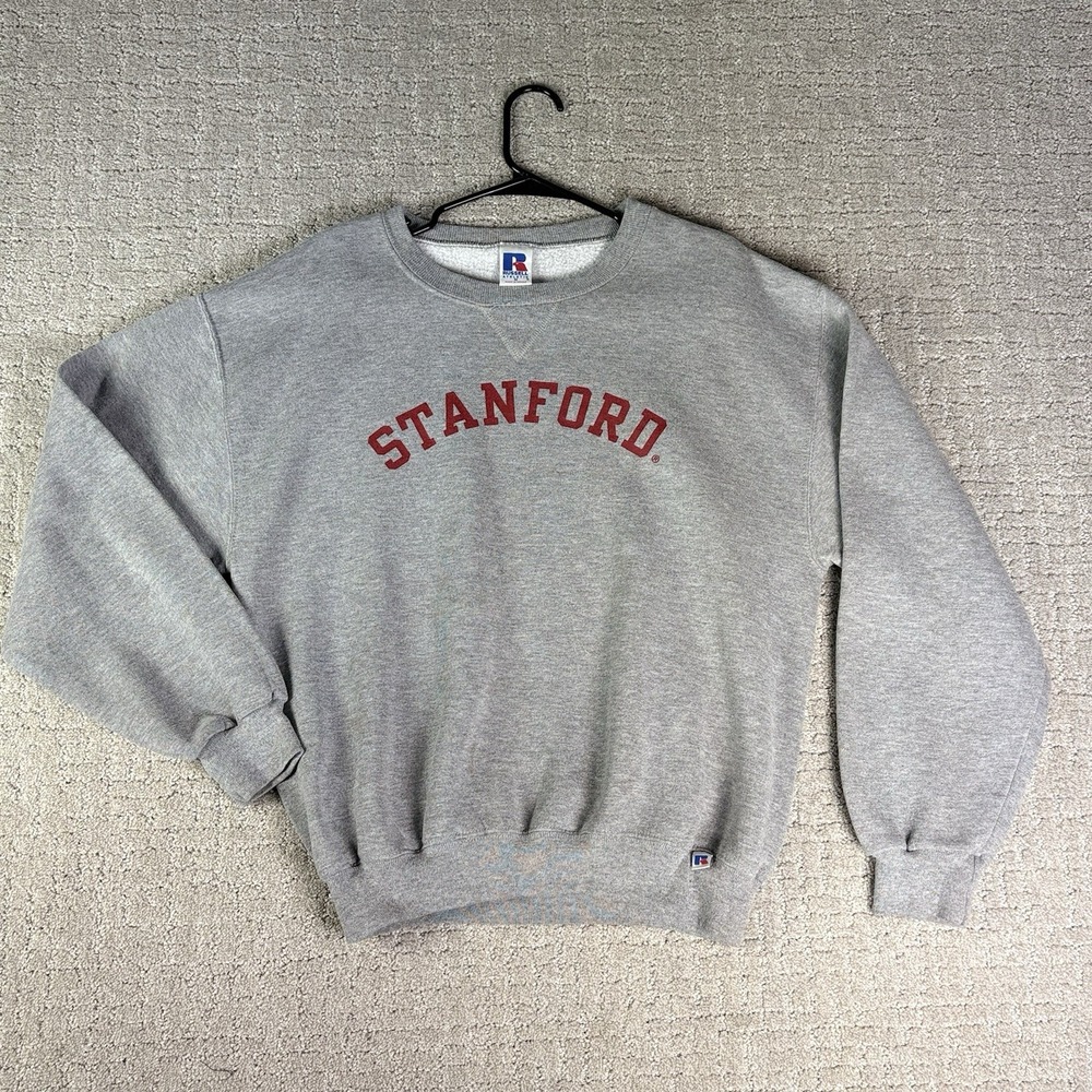 Vintage Stanford Russell Gray Sweatshirt Size Medium Spellout Crew